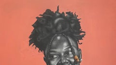 Une fille à l'afro - XXIe siècle, contemporain, portrait figuratif, moderne