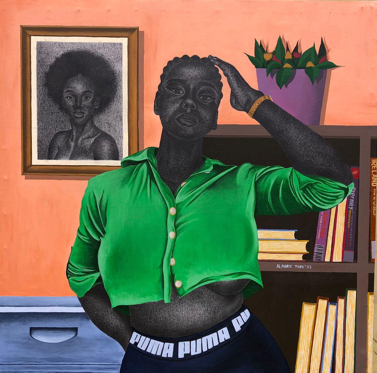 Alawaye Tope Portrait Painting - Happy Memories "Self-Made VIII"