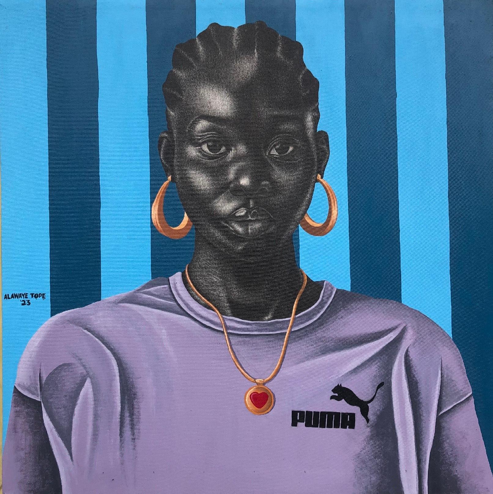Portrait Painting de Alawaye Tope - Les Mannequins (Las Supermodelos) 2 - Siglo XXI Contemporáneo, Figurativo, Pelo