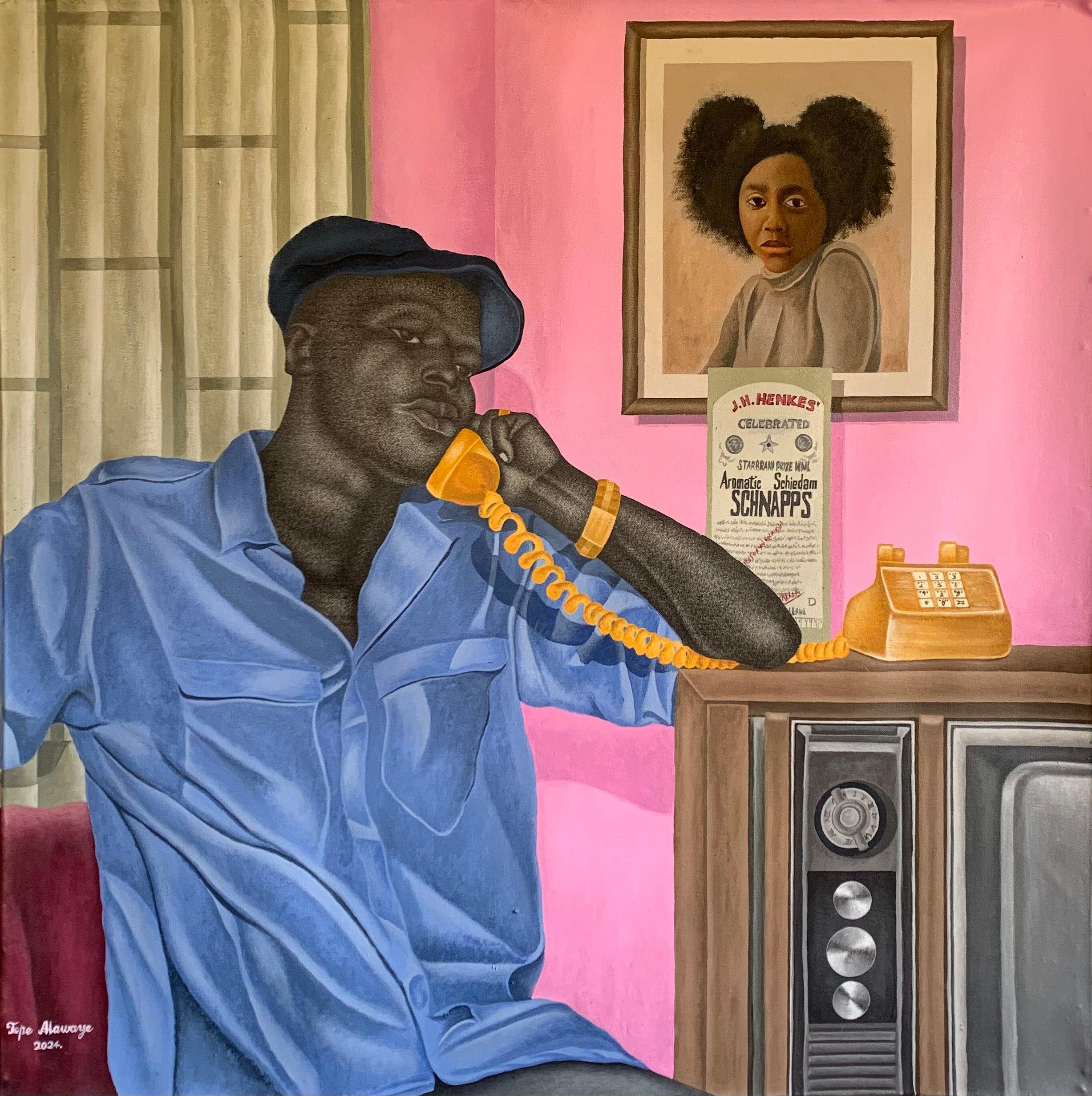 Portrait Painting de Alawaye Tope - Anhelo -Siglo XXI, Contemporáneo, Retrato Figurativo, Moderno, Hombres, Moda