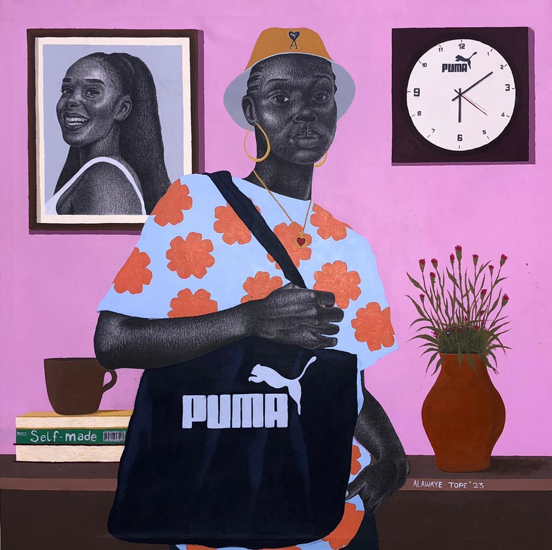 Teenage- Fantasie „Self-Made V“ – Mixed Media Art von Alawaye Tope