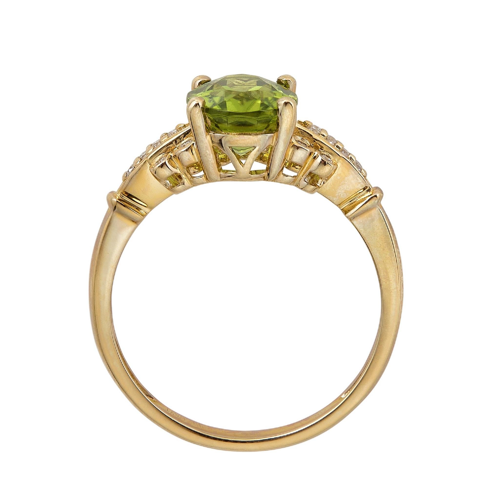 Oval Cut Alayah 10K Yellow Gold Oval-Cut Peridot Ring For Sale