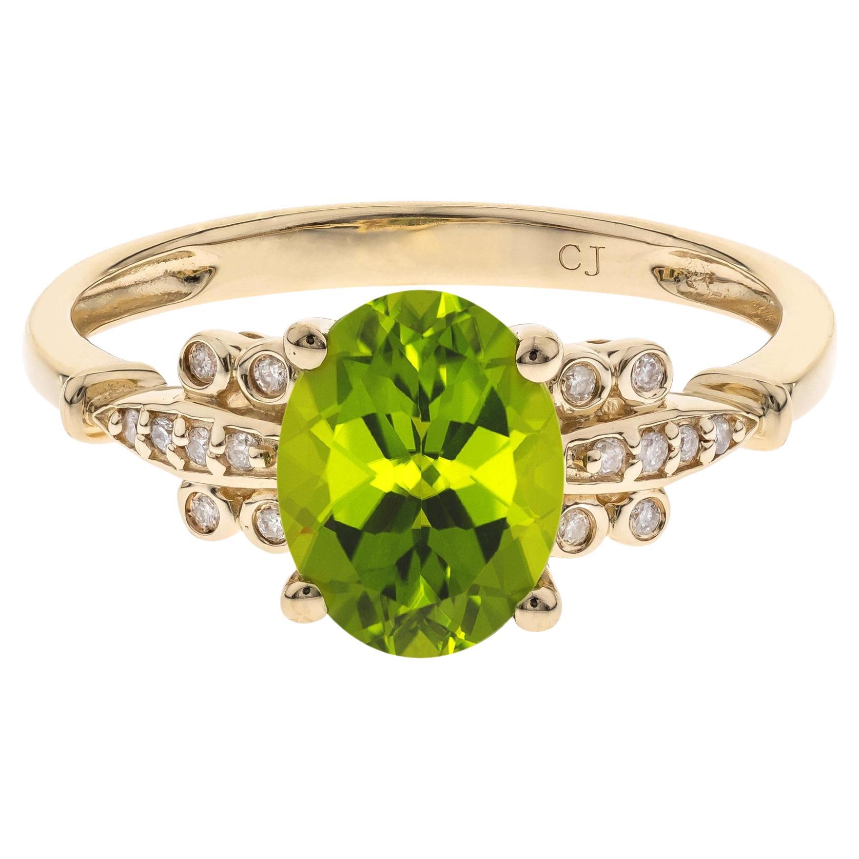 Alayah 10K Yellow Gold Oval-Cut Peridot Ring For Sale