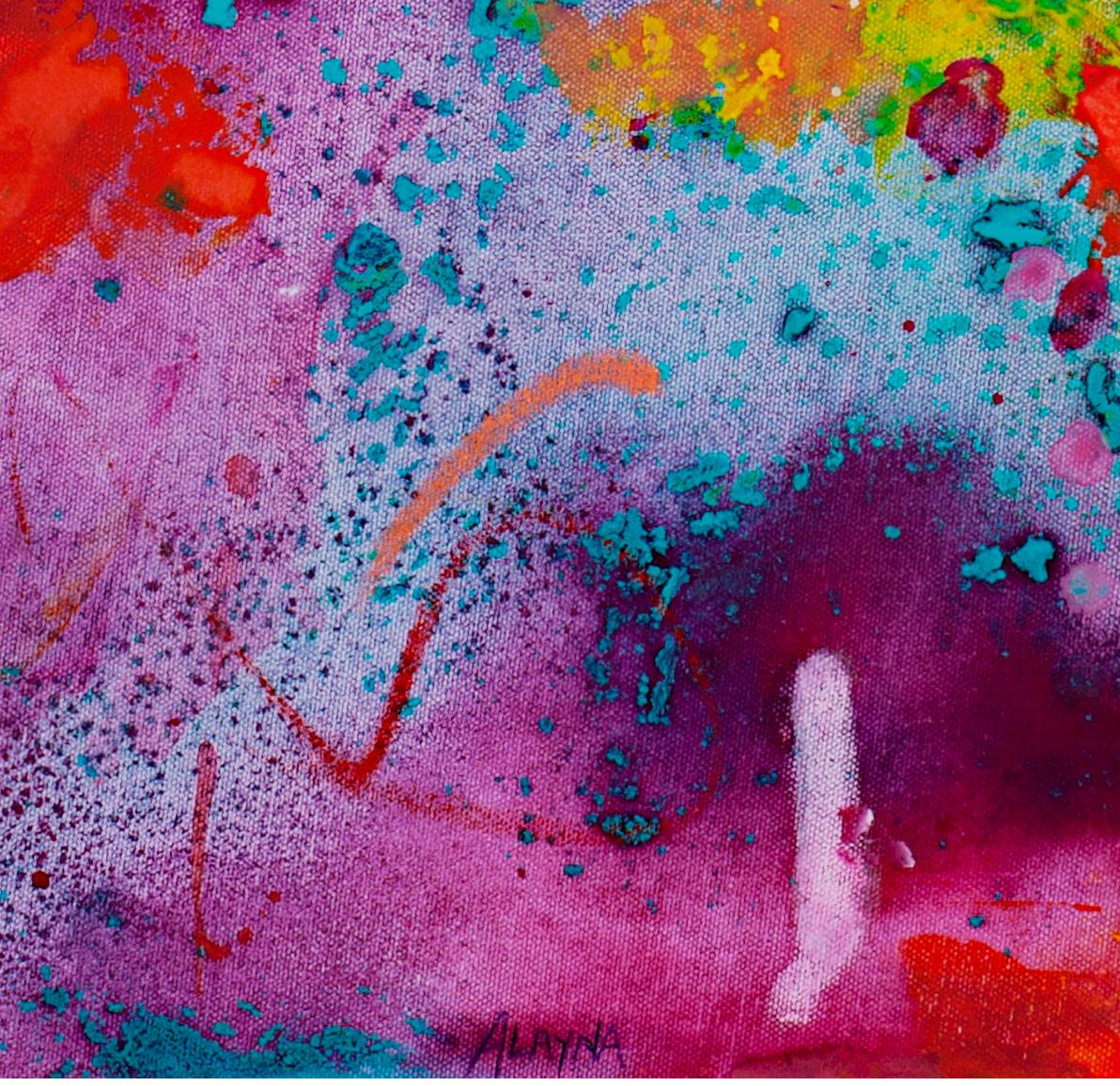 „Neon-A-Go-Go-Go I and II“ Abstraktes expressionistisches, helles Diptychon in Mischtechnik, signiert im Angebot 3