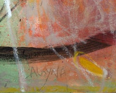 colorful contemporary abstract oil painting expressionist busy signed