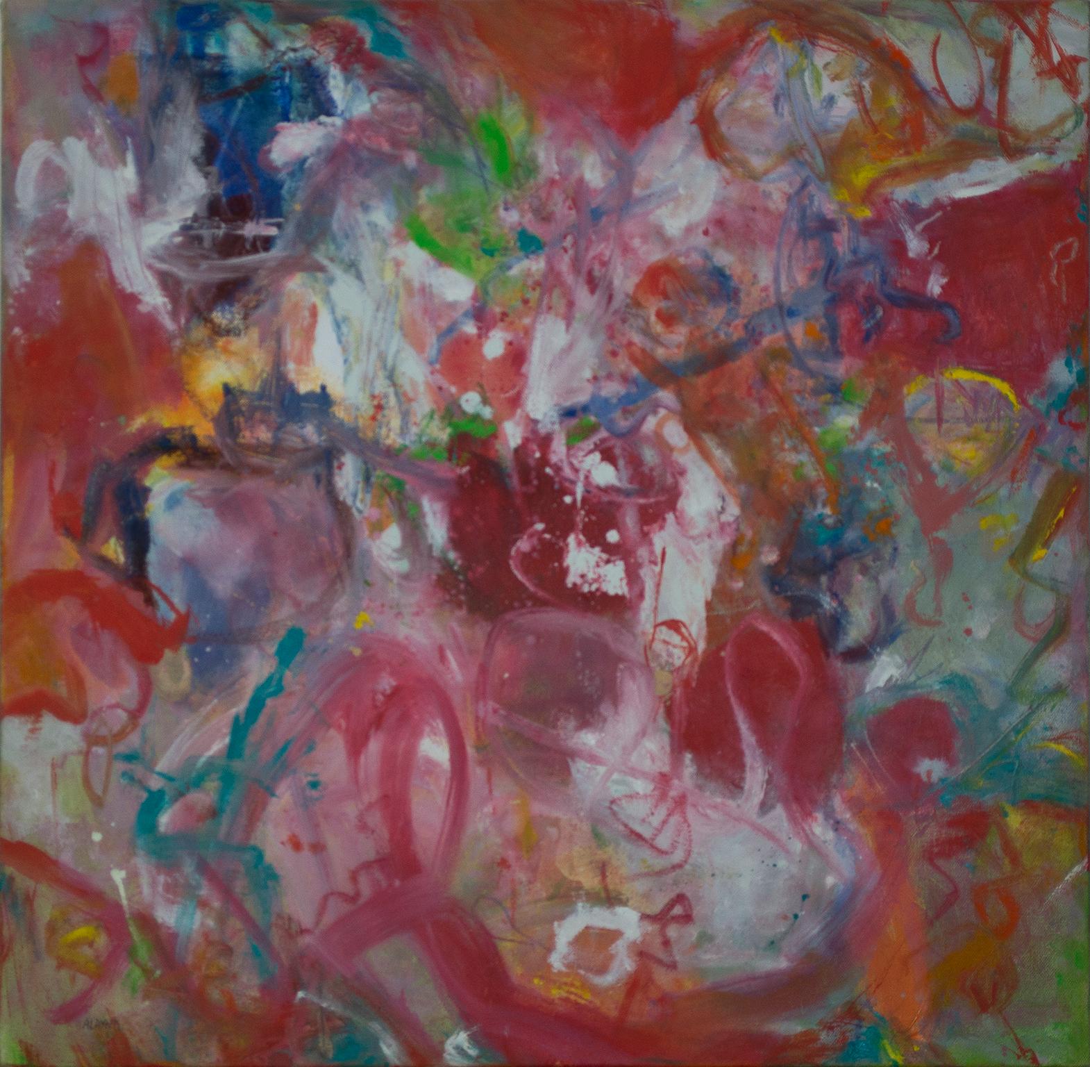 Abstract Painting di Alayna Rose - colorata pittura ad olio astratta contemporanea espressionista impegnata firmata