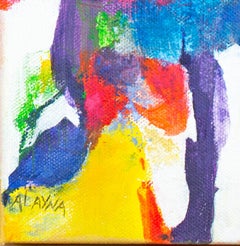 colorful contemporary abstract acrylic painting expressionist busy signed