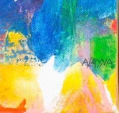 colorful contemporary abstract acrylic painting expressionist busy signed