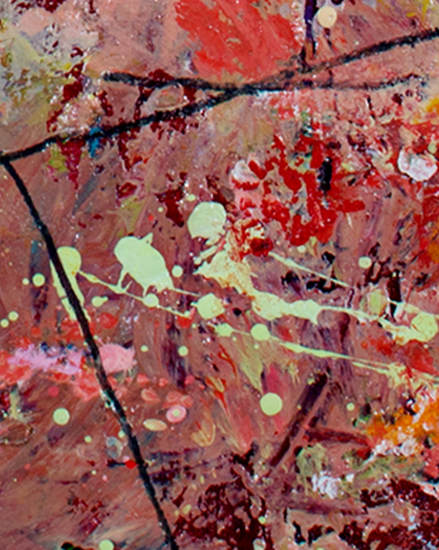colorata pittura ad olio astratta contemporanea espressionista impegnata firmata - Painting Astratto di Alayna Rose