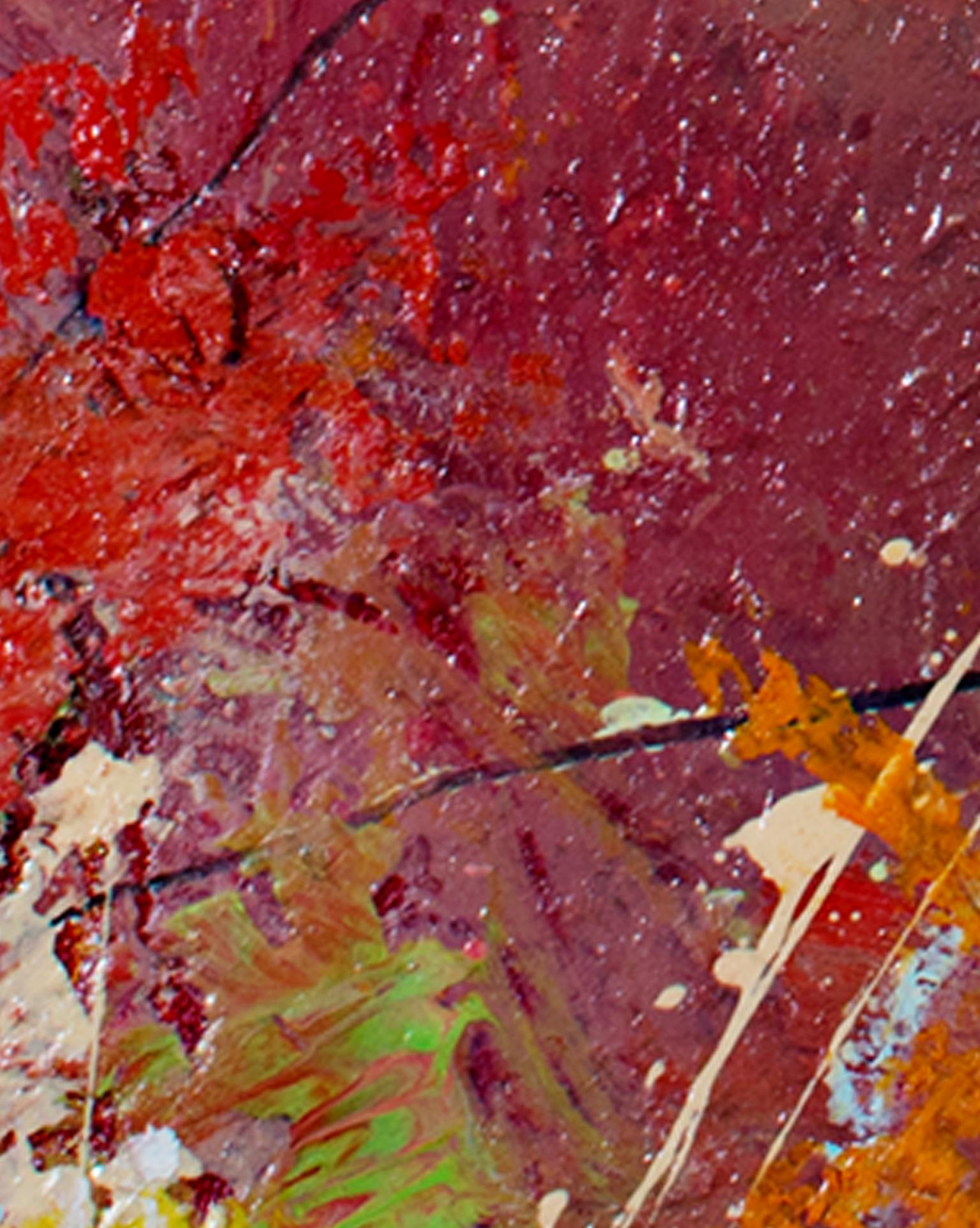colorata pittura ad olio astratta contemporanea espressionista impegnata firmata - Abstract Painting Marrone di Alayna Rose