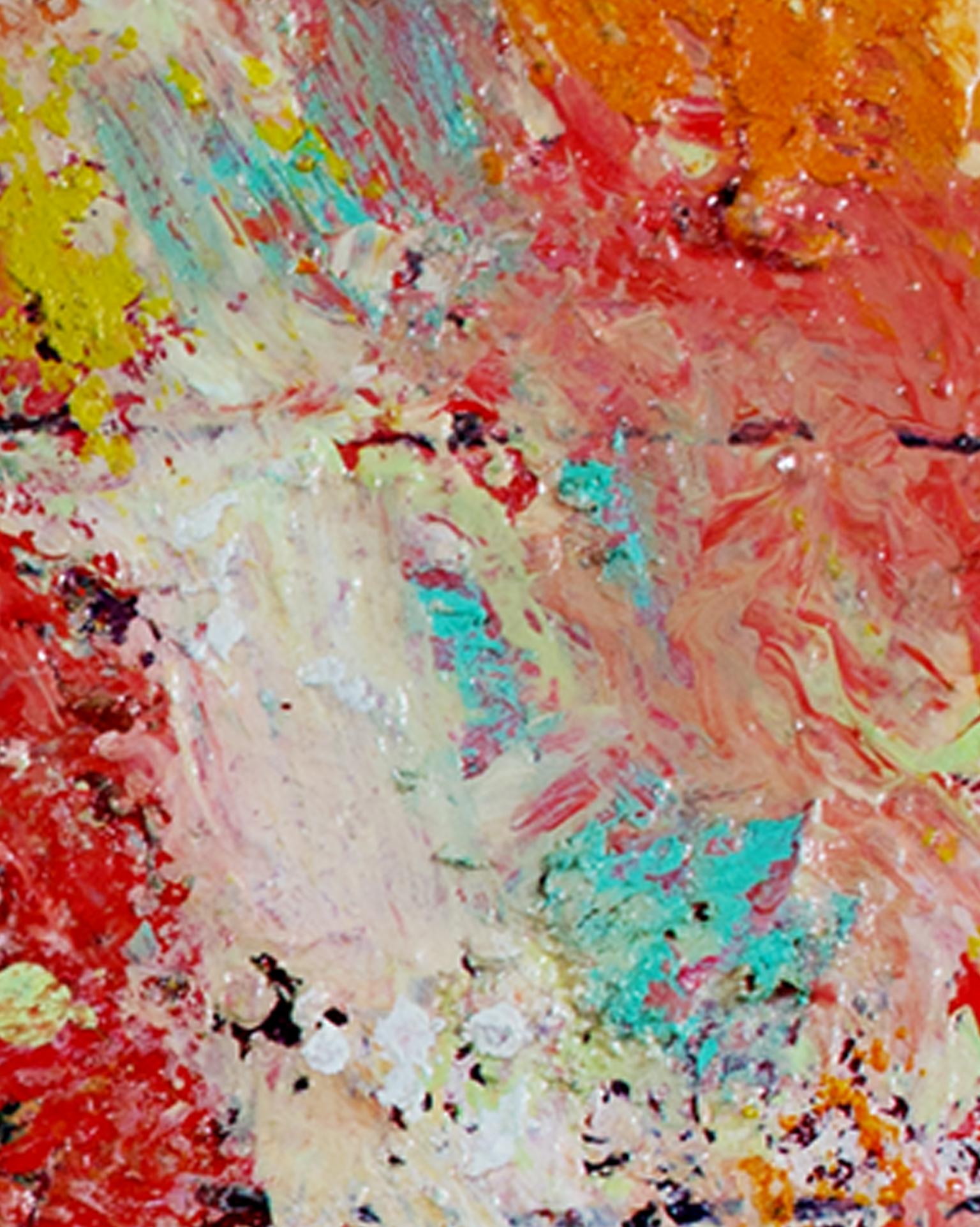 colorata pittura ad olio astratta contemporanea espressionista impegnata firmata in vendita 1