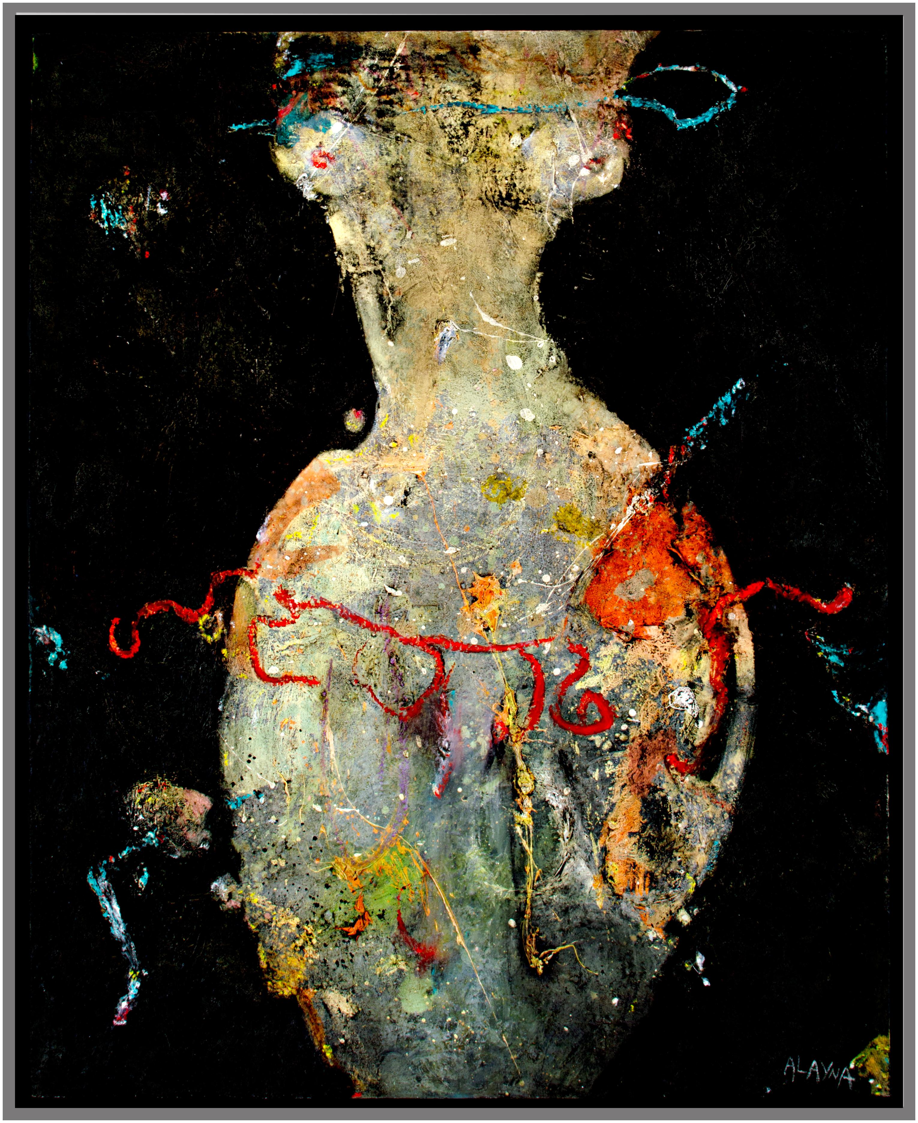 Figurative Painting Alayna Rose - Nu à l'huile Figure féminine Abstrait Texture sombre Contemporain Moody Sensuel Signé