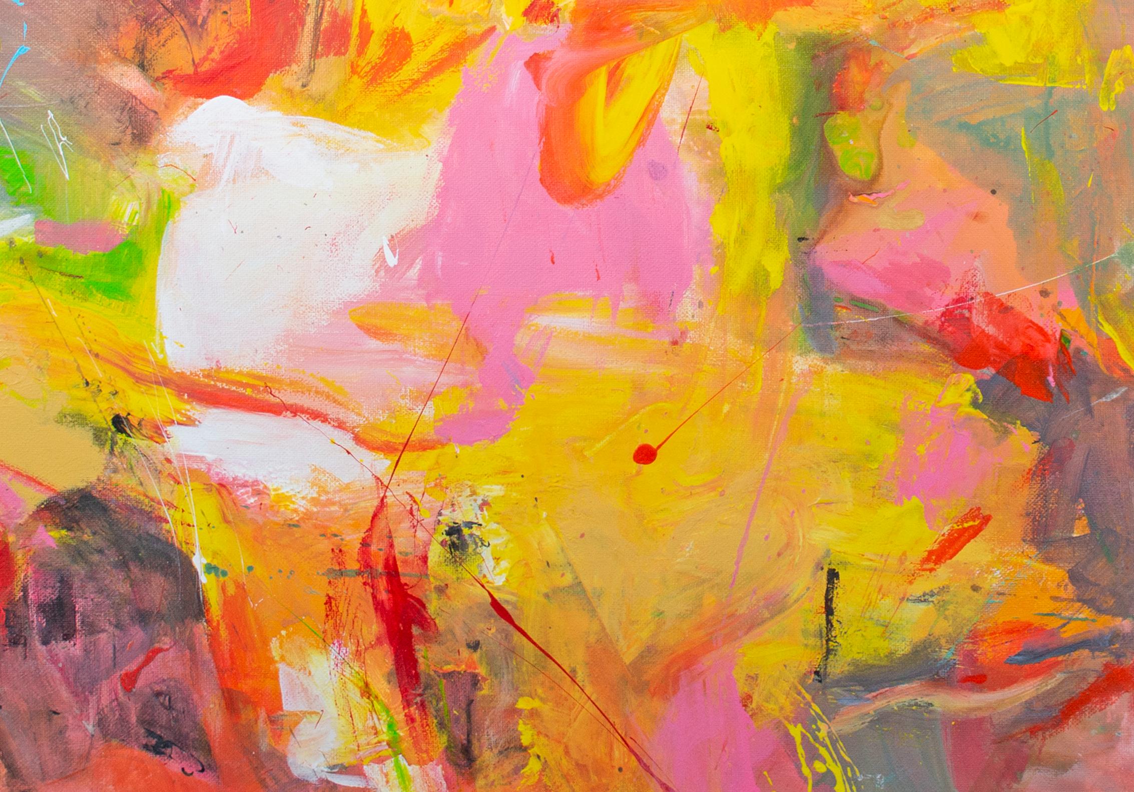colorata pittura acrilica astratta contemporanea espressionista impegnata firmata - Painting di Alayna Rose