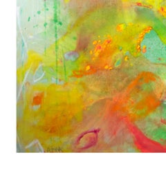 colorful contemporary abstract oil painting expressionist busy signed