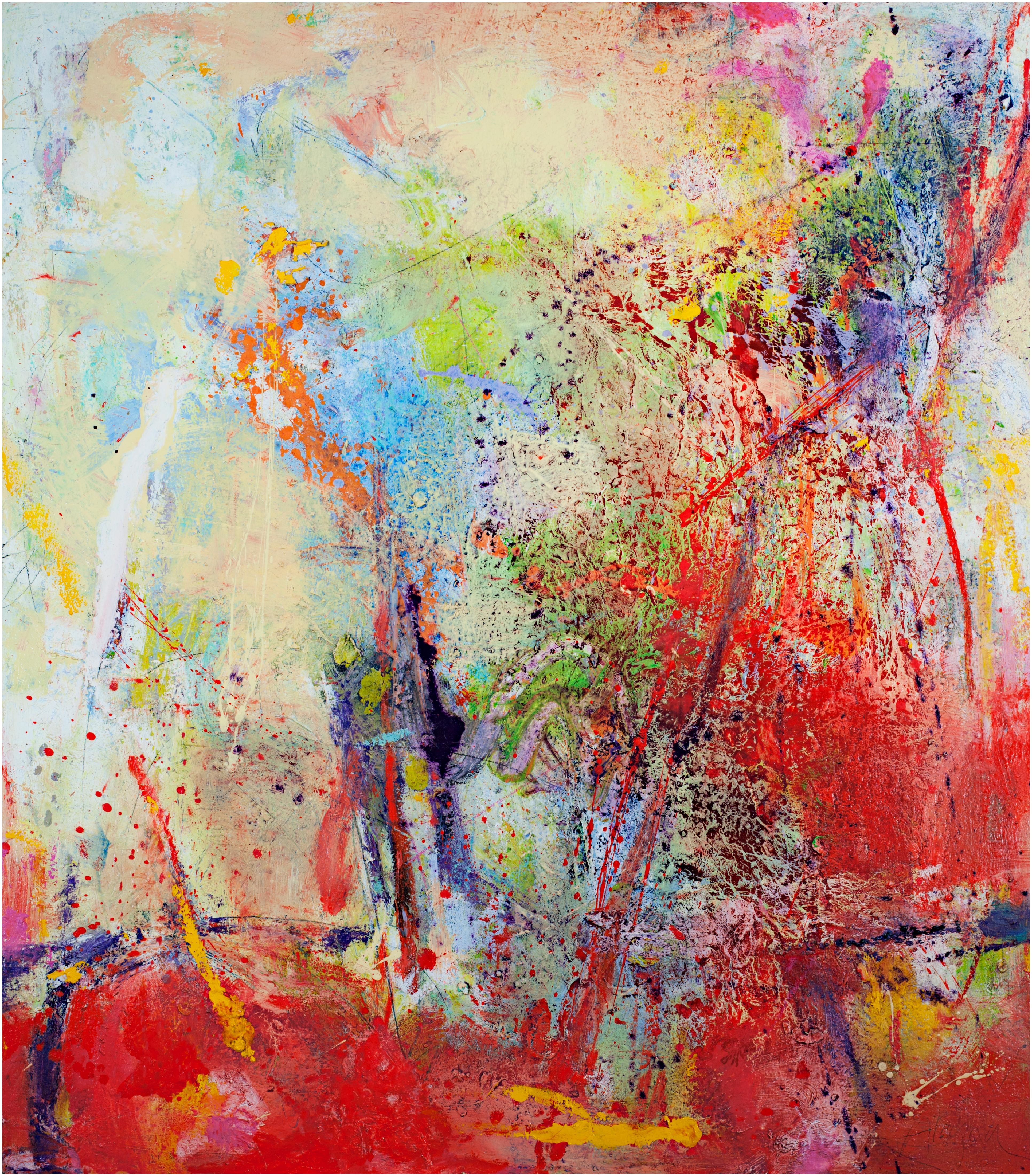 Abstract Painting di Alayna Rose - colorata pittura ad olio astratta contemporanea espressionista impegnata firmata