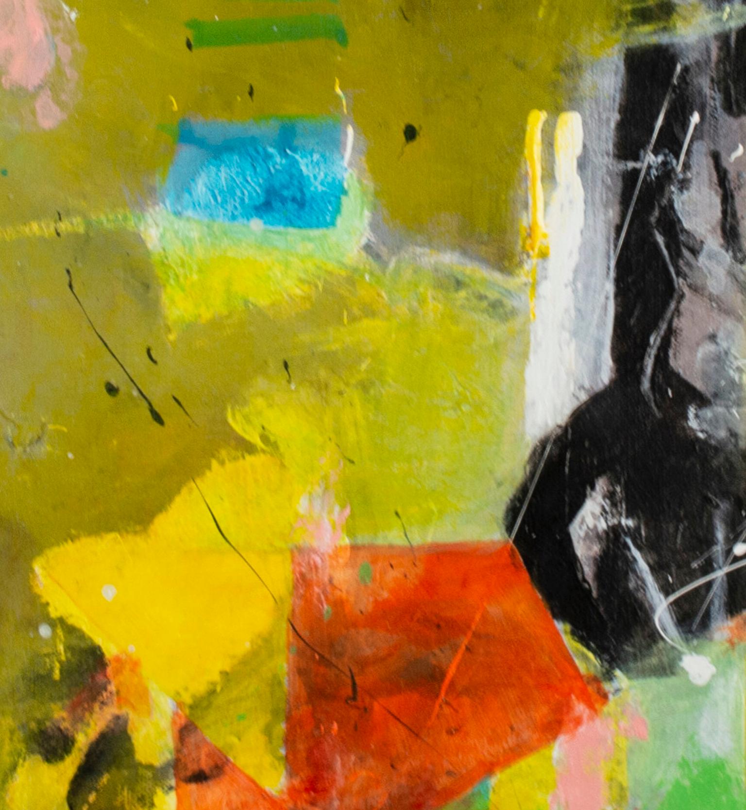 colorato quadro astratto contemporaneo in acrilico espressionista impegnato firmato - Abstract Painting Marrone di Alayna Rose