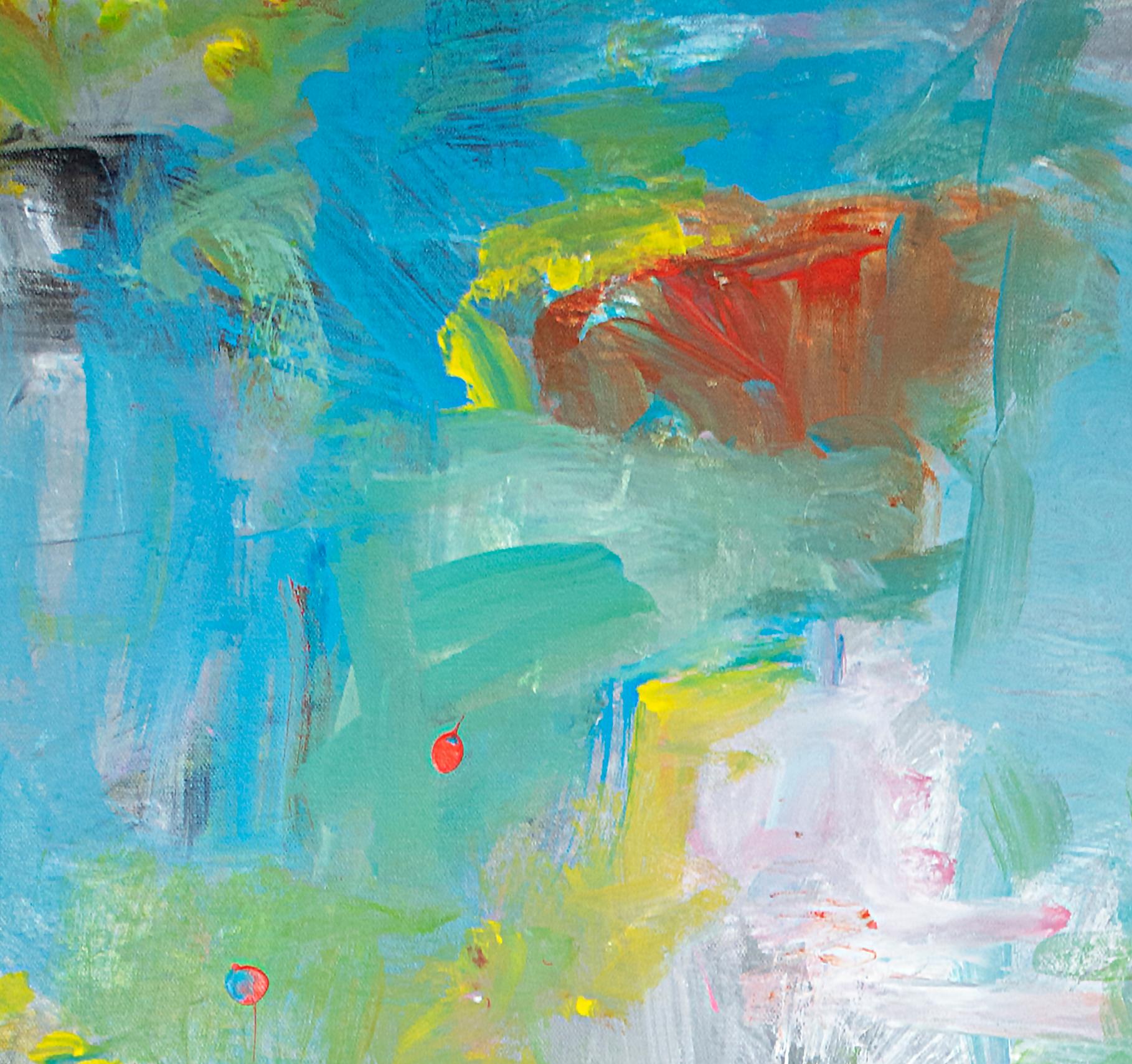 colorato quadro astratto contemporaneo in acrilico espressionista impegnato firmato - Painting Astratto di Alayna Rose