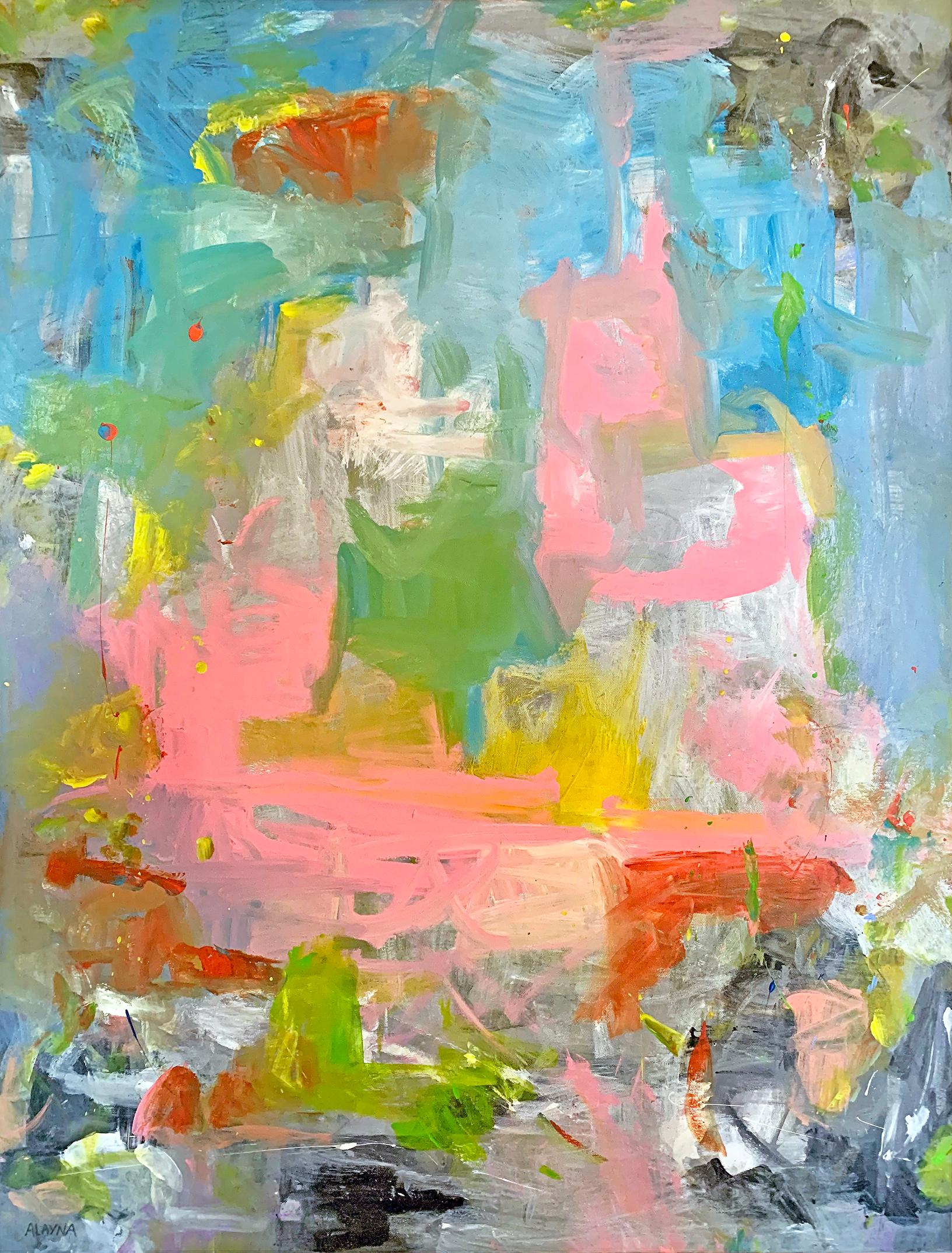 'Undefined' est une peinture acrylique originale sur toile d'Alayna Rose, signée par l'artiste en bas à gauche. S'inscrivant dans la tradition de l'expressionnisme abstrait, une grande partie du travail de Rose se concentre sur la tension entre la