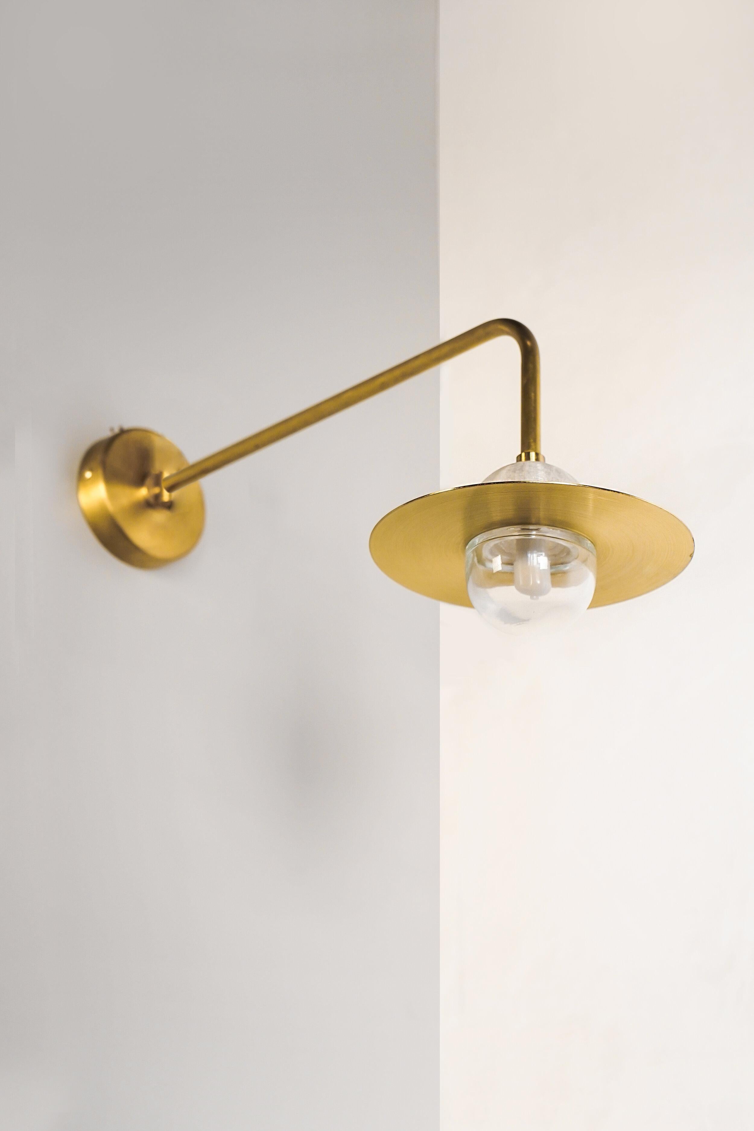 Alba Arm wall light by Contain
Dimensions: D 15 x W 22 x H 41 cm 
Materials: Brass, 3D printed PLA structure and optical lens.
Available in different finishes: black, antique black, polished or brushed brass, nickel plated. 

All our lamps can