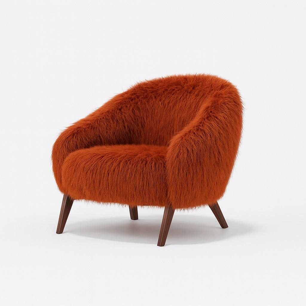 Alba Sessel aus cremefarbenem Kunstfell  Von Mondo Design Studio (21. Jahrhundert und zeitgenössisch) im Angebot