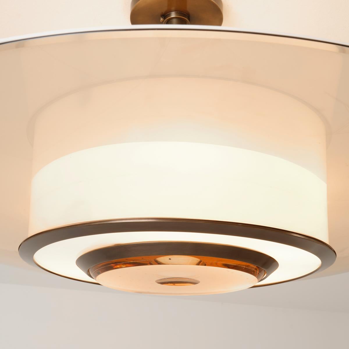 XXIe siècle et contemporain Plafonnier Alba par Gaspare Asaro-Rose, verre et bronze en vente