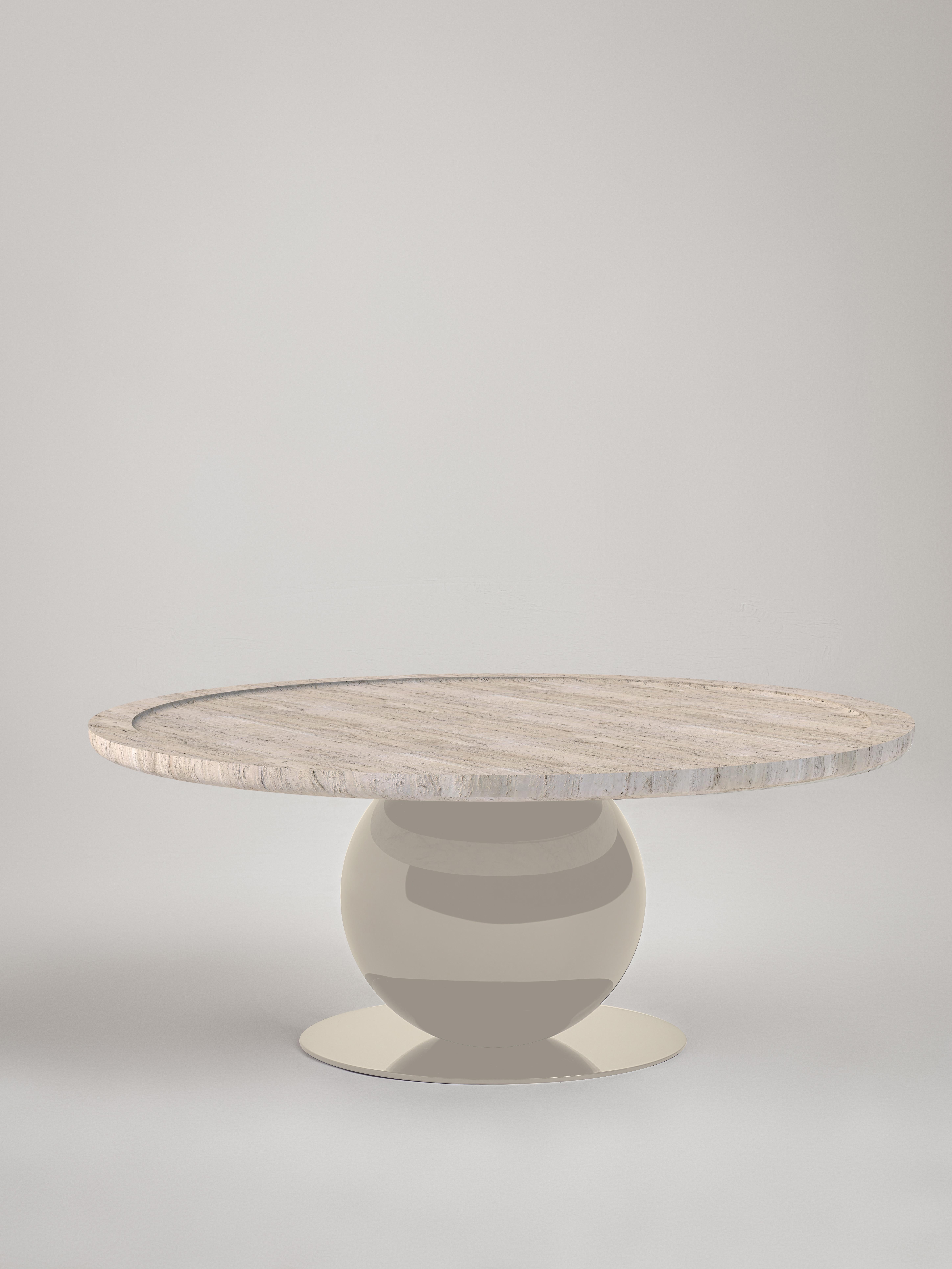 Table basse Alba par Le Berre Vevaud
Dimensions : D 98 x H 39 cm.
MATERIAL : Plateau en travertin Osso ; pieds en laque New Ivory RAL 9001.


Depuis plus de 15 ans, Raphaël Le Berre et Thomas Vevaud écrivent ensemble de belles pages d'architecture