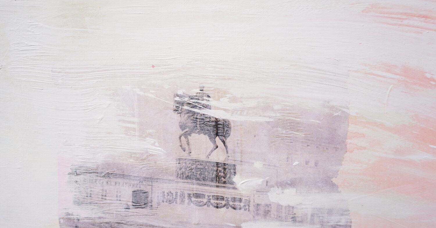 white city - White Abstract Painting by Alba Escayo