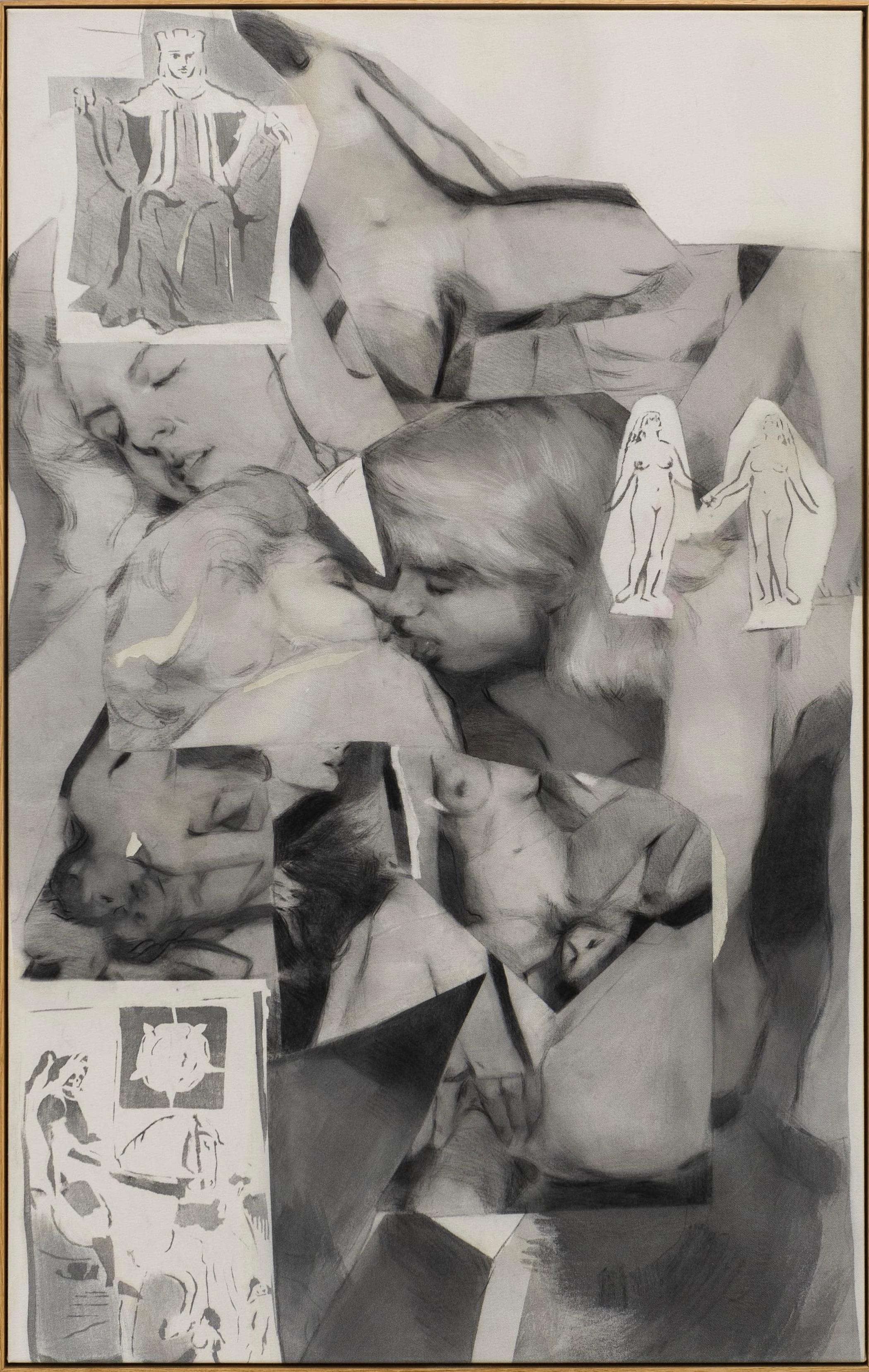 Contemporary Figurative Collage Drawing with Human Figures Alba Fabre Spanish