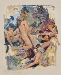 Contemporary Figurative Oil Painting Collage of Reclining Figures Alba Fabre