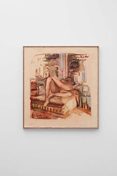 Pittura ad olio figurativa contemporanea di due figure reclinate Alba Fabre spagnola