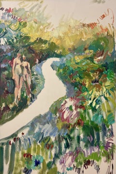 Contemporary Impressionist Garden Landscape Floral with Figures by Alba Fabre