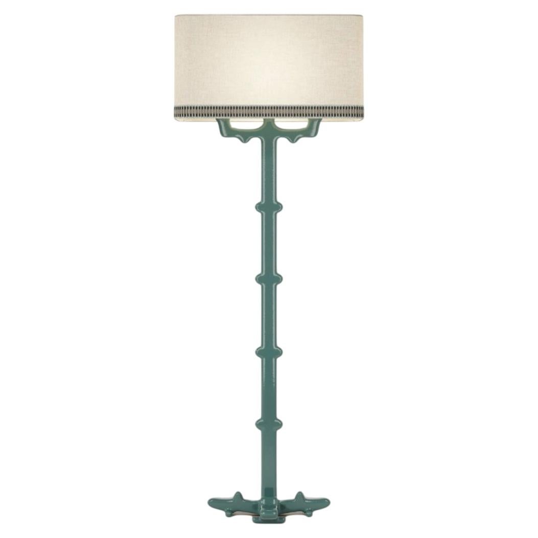 Alba Floor Lamp in Ceramic & Linen with Samuel & Sons Trimming by POPUS EDITIONS