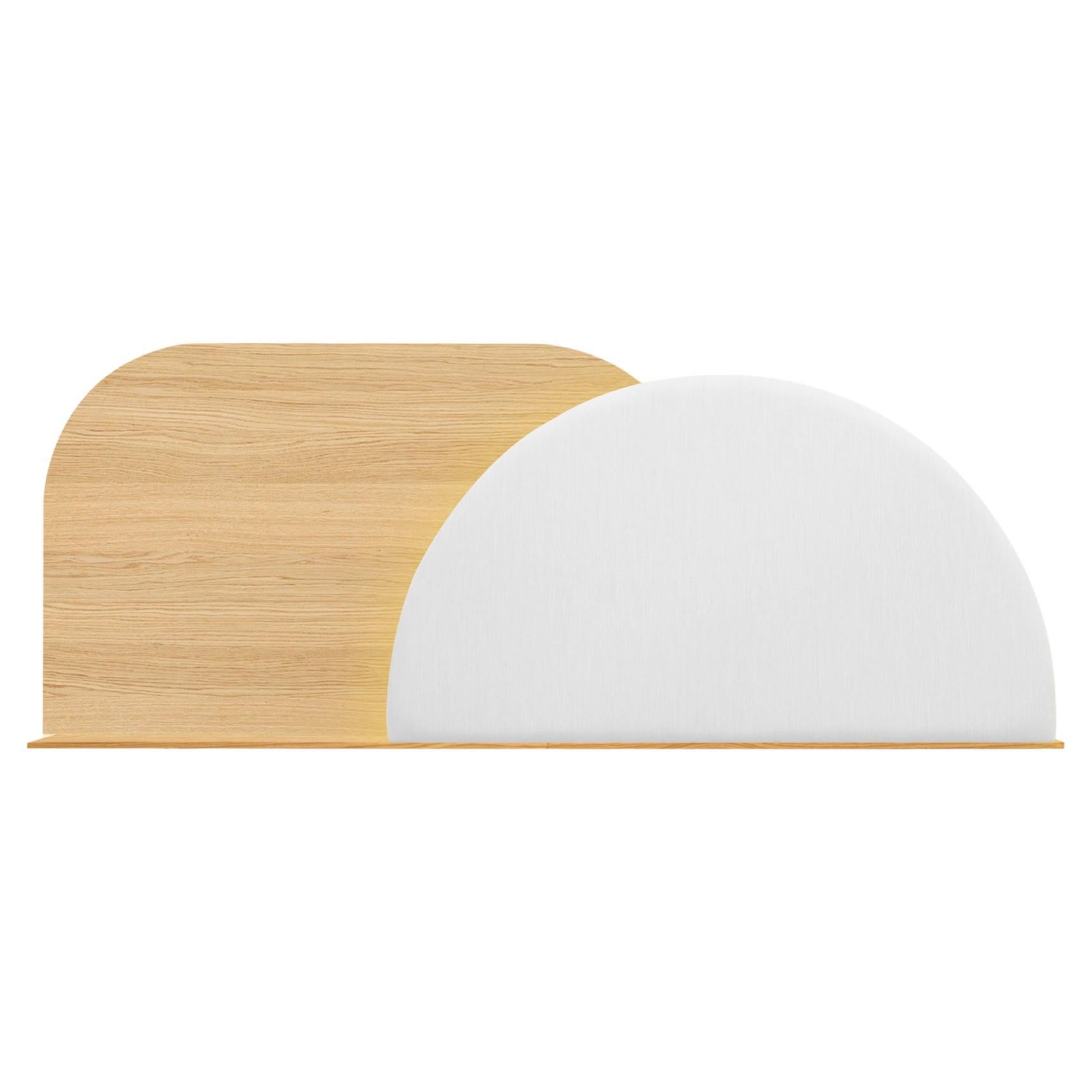 Tête de lit Alba en chêne grand rectangle (L) et demi-cercle blanc