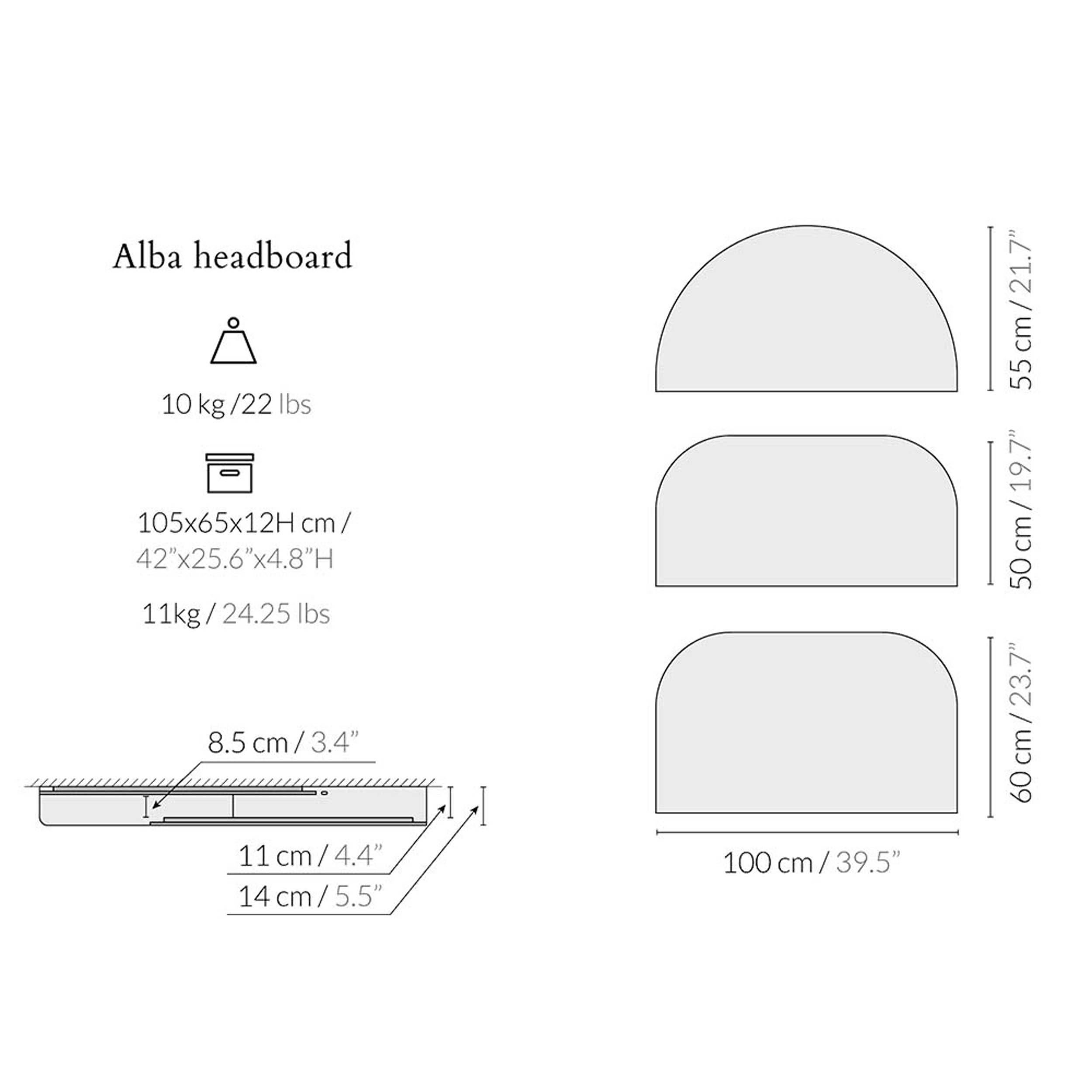 Alba Headboard L, Walnut Large Rectangle 'L' + Blue Semicircle For Sale 3
