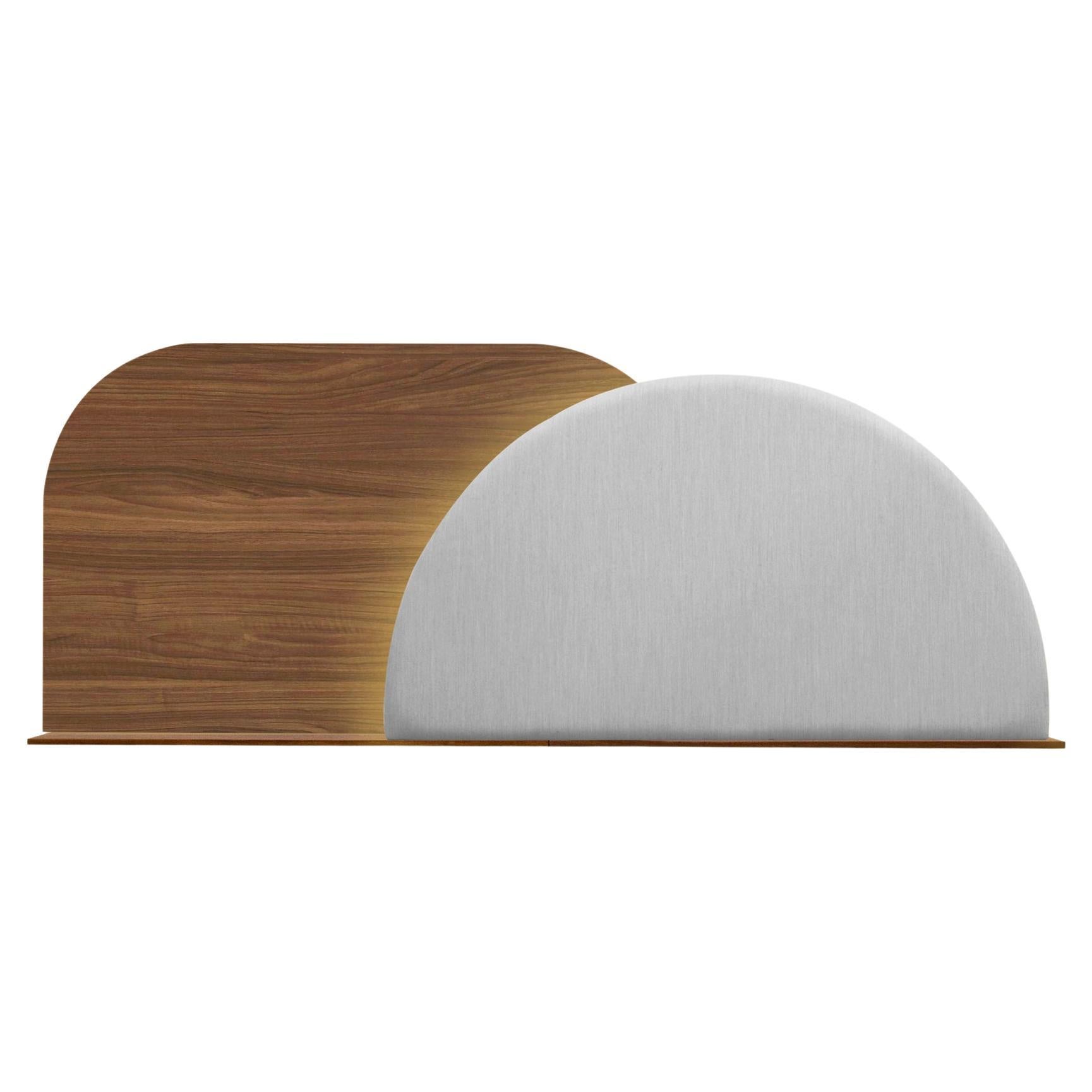 Alba Headboard L, Walnut Large Rectangle 'L' + Grey Semicircle For Sale