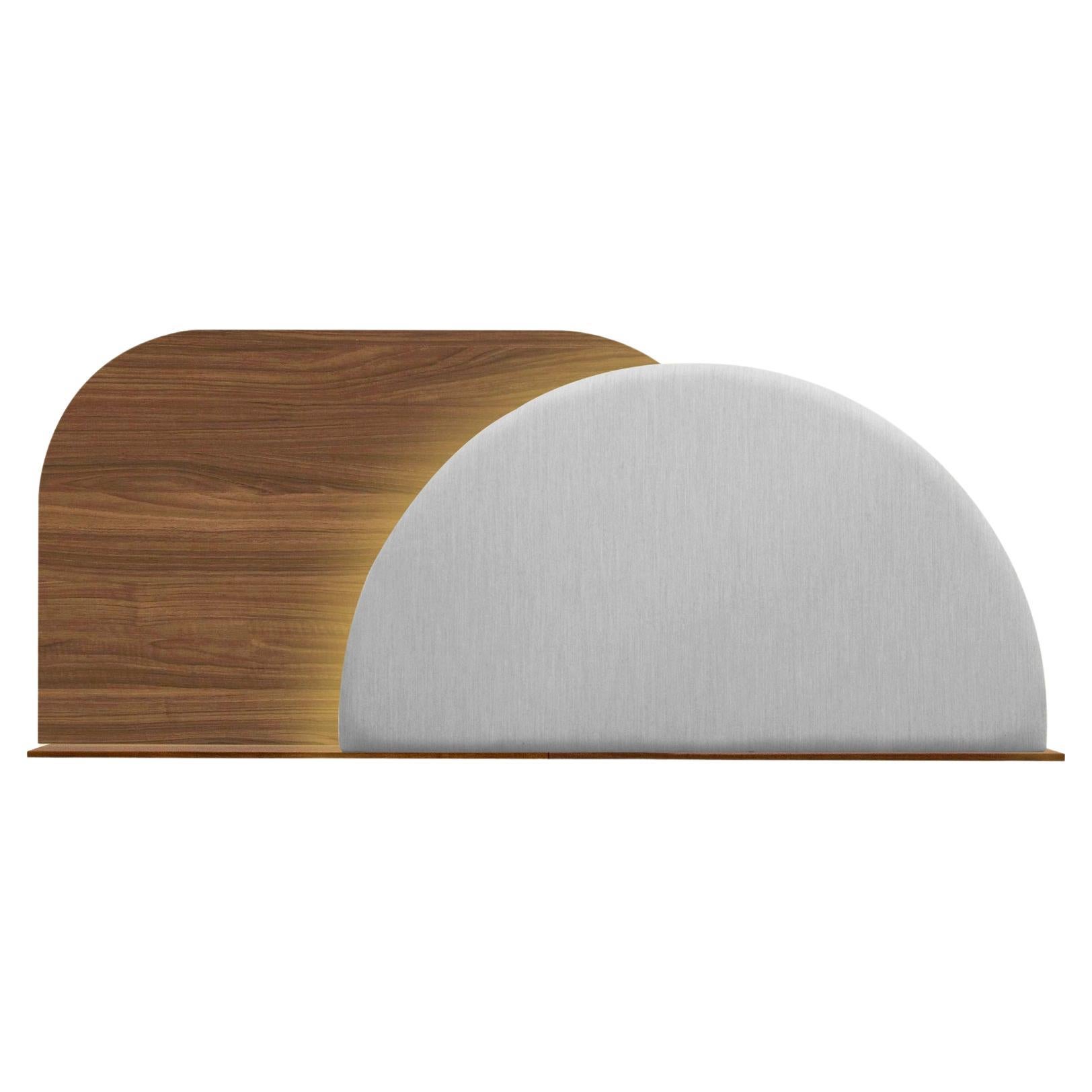 Alba Headboard M, Large Rectangle 'L' Walnut + Semicircle Grey