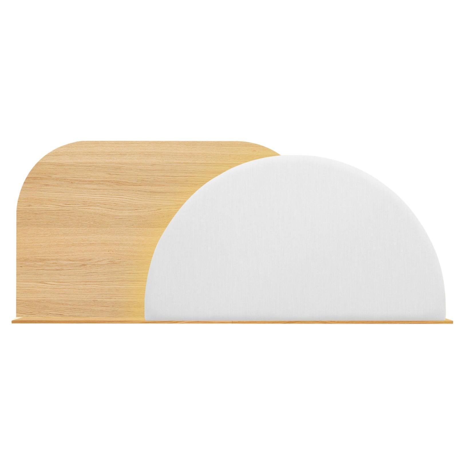 Alba Headboard M, Oak Large Rectangle 'L' + White Semicircle