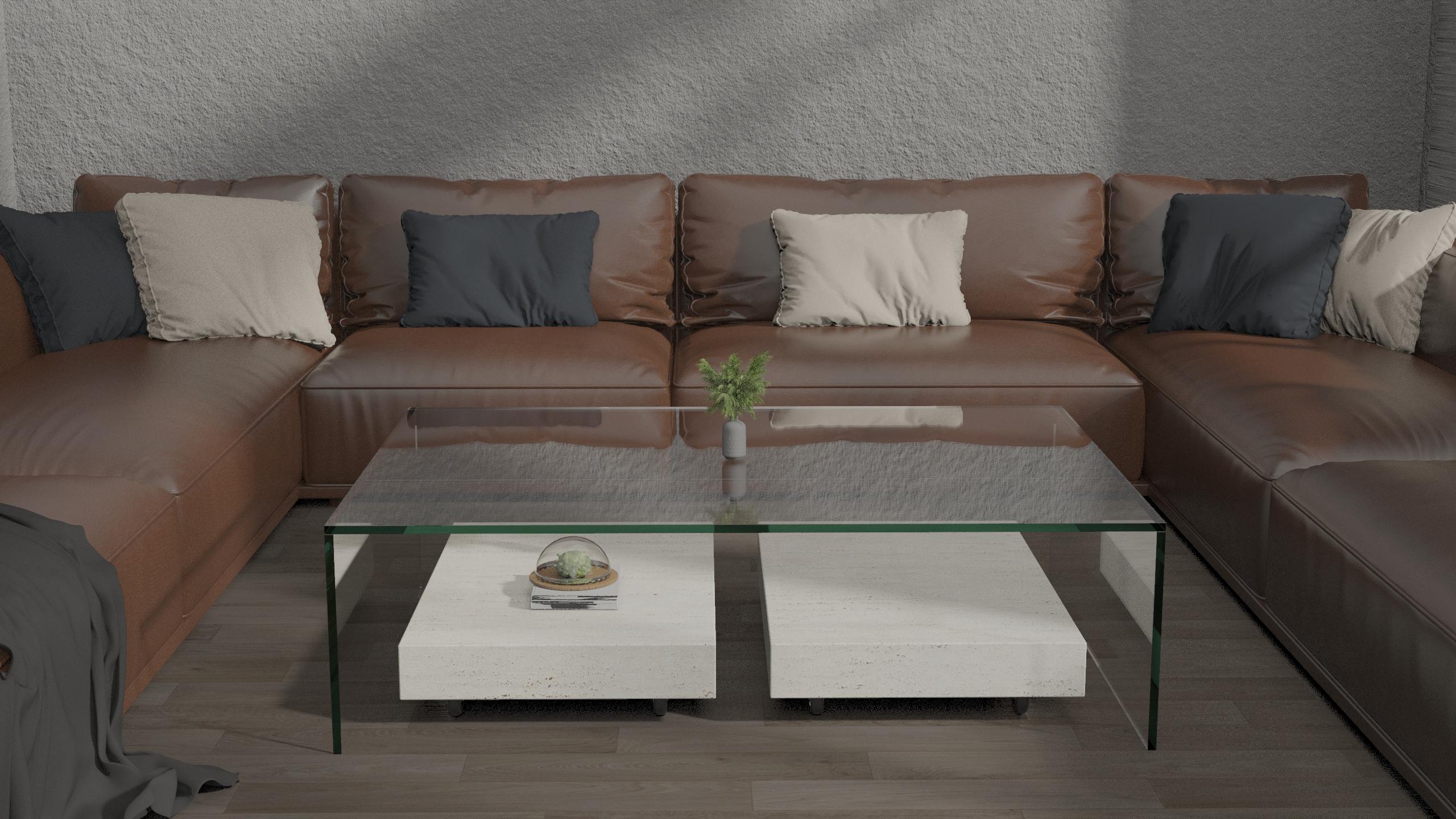 Alba Italian Travertine Marble Coffee Table Luxury Contemporary Bespoke Design For Sale 1