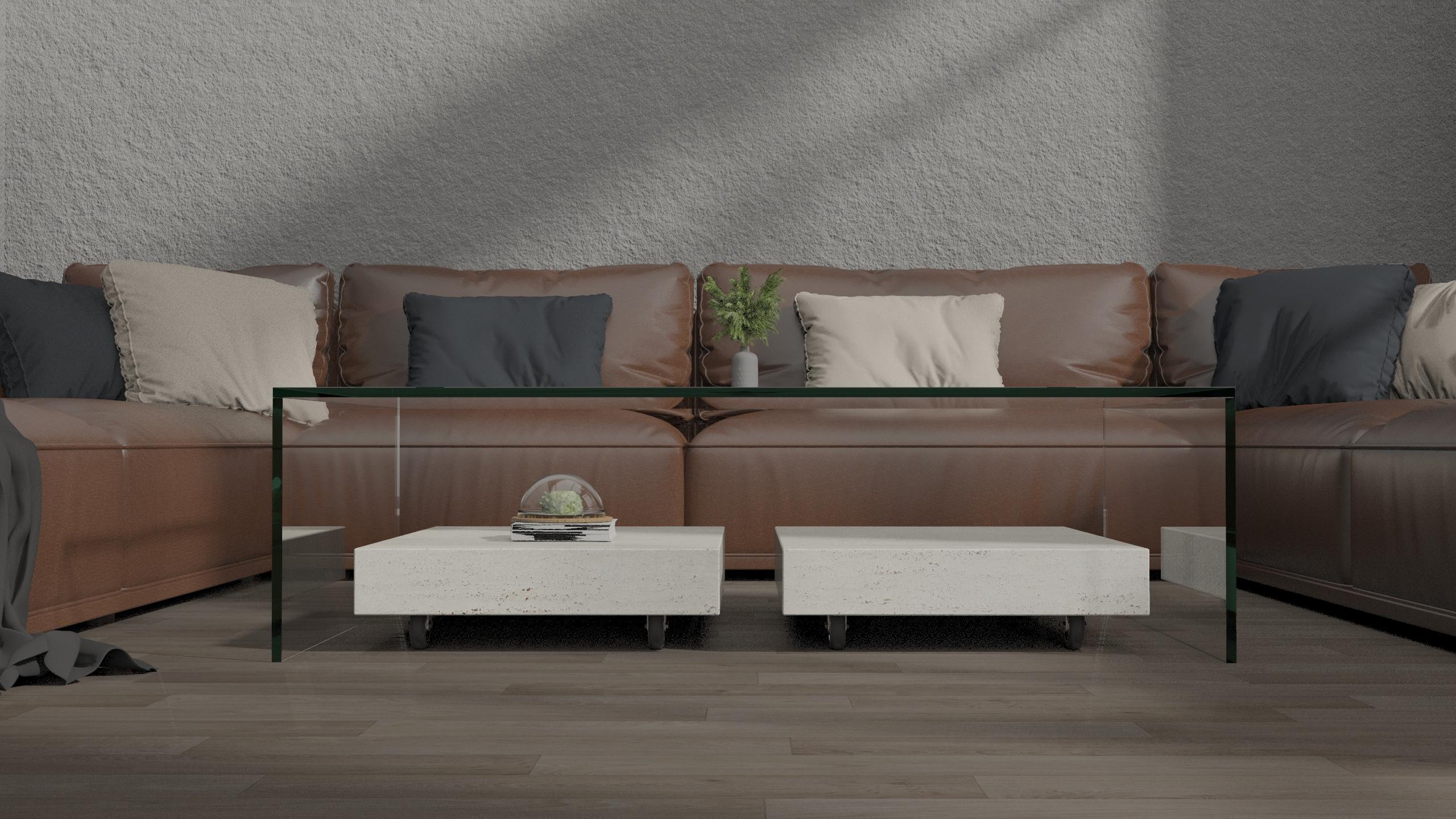 Alba Italian Travertine Marble Coffee Table Luxury Contemporary Bespoke Design For Sale 2