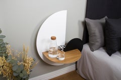 Alba L Bedside Table Moon White Oak Black