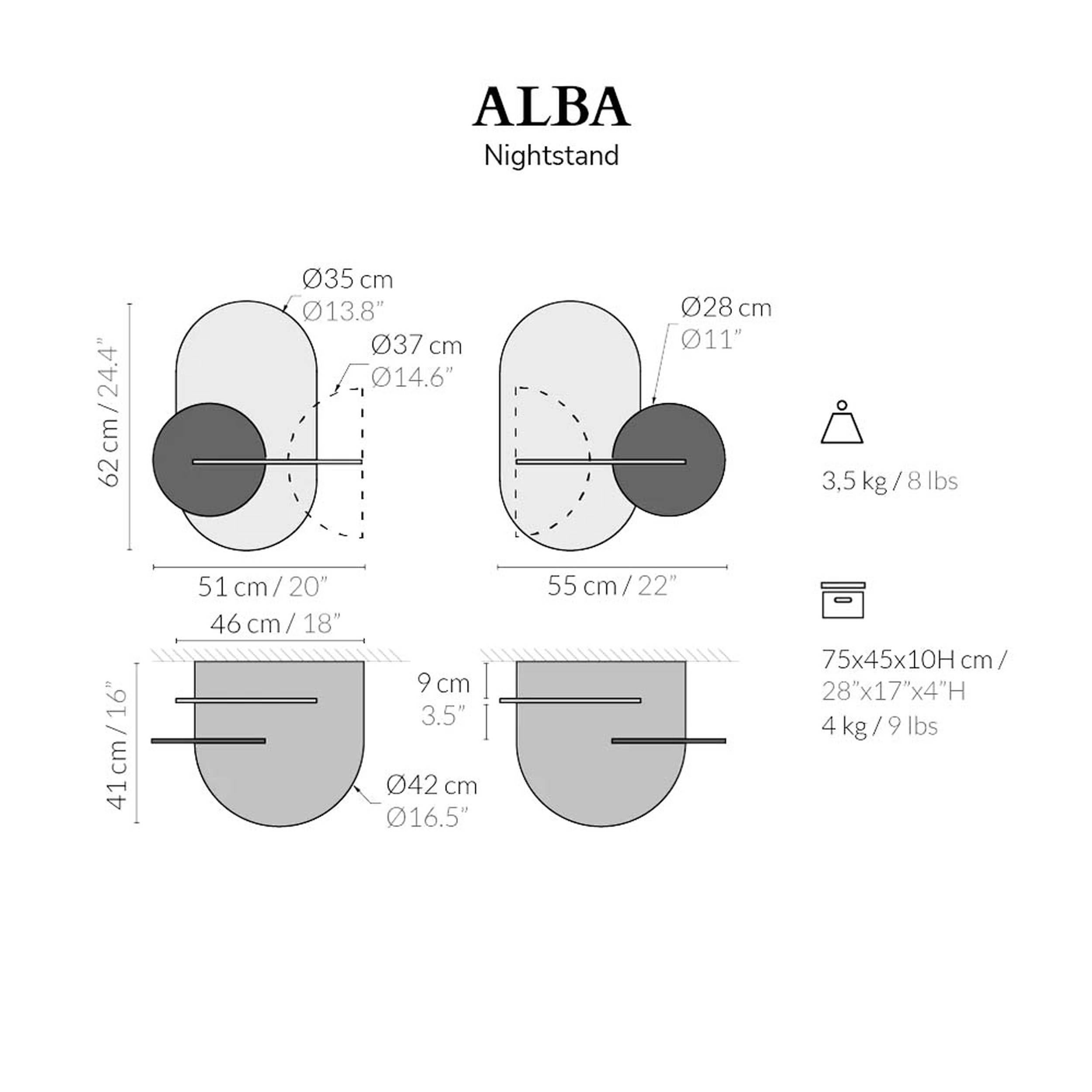 Minimaliste Table de chevet Alba L ovale en noyer noir en vente