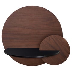 Alba L Bedside Table Round Walnut Black