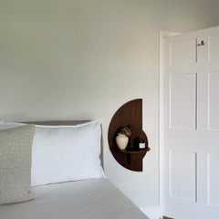 Alba L Slim Bedside Table Semicircle Walnut