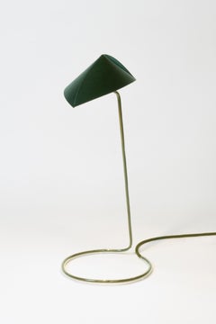 Alba Large Green Desk Lamp in Hand-Blown Glass and Leather by Luis Marie
