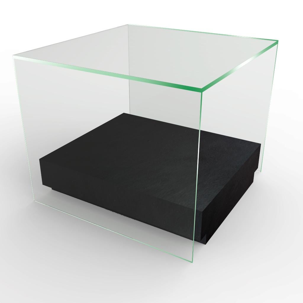 Modern Alba Marble Side Table Contemporary Design Black Slate Marble Custome Made Spain For Sale