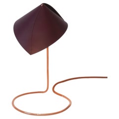 Alba Small Burgundy Desk Lamp in Hand-Blown Glass and Leather by Luis Marie