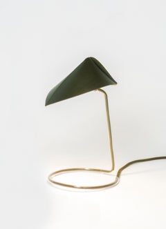 Alba Small Green Desk Lamp in Hand-Blown Glass and Leather by Luis Marie