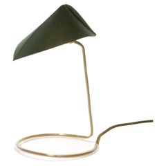 Alba Small Green Desk Lamp in Hand-Blown Glass and Leather by Luis Marie