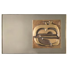 "Alba Sul Mare" Mirror with Bronze Sculpture by Frigerio, Italy, 1970s