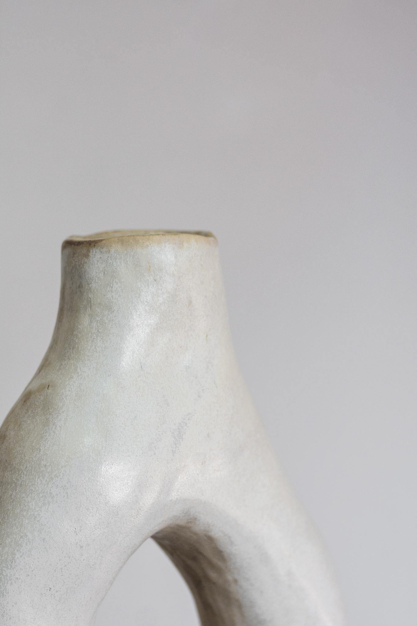 Fired sculpted ceramic vase ALBA N.1 -  pearl version  For Sale